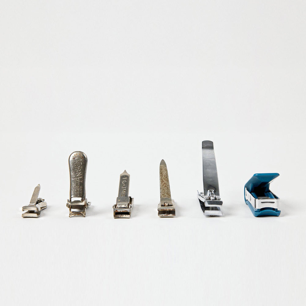 Set of nail clippers on a white background
